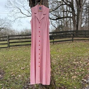 Vintage Sleeveless Button Up Maxi Dress